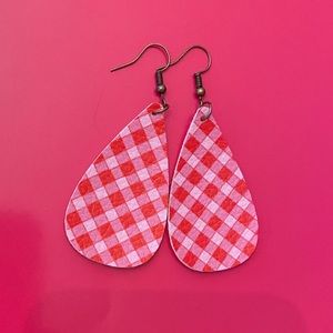 Valentines faux leather ear rings